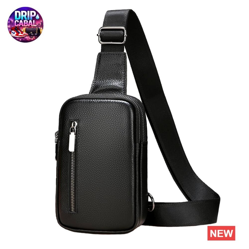 Leather Crossbody Sling Bag for Workout Running Adjustable Strap